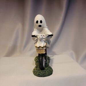 Adorable Goblin and Ghoul Ghost Riding Bicyle with Ghost Puppy